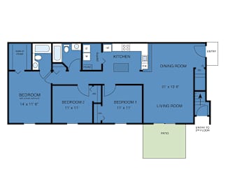 3 bedroom 2 bath apartment