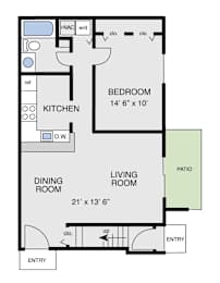 a floor plan of a small house with a bedroom and a living room