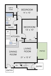 a floor plan of a house with a bedroom and a living room