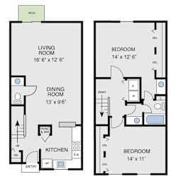 a floor plan of a living room and a dining room