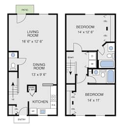 a floor plan of a house with a bedroom and a living room