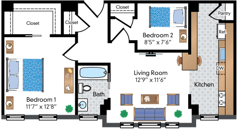  Floor Plan Renovated 2 Bedroom 03 Tier