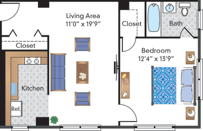  Floor Plan Renovated 1 Bedroom 02 Tier