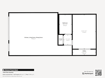 a floor plan of a 1 bedroom unit with a bathroom and a living room