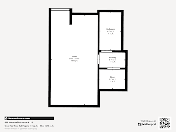 A floor plan of an apartment at 418 Normandie Avenue #111.