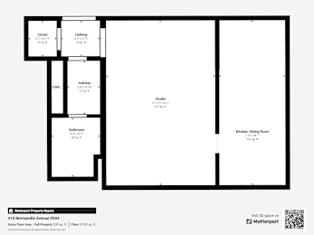 A floor plan of a property with a kitchen, dining room, two bathrooms, two hallways, and a cellar.