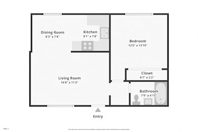 a floor plan of a unit with a bedroom and a living room