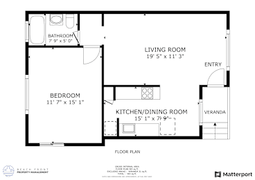 a floor plan of a house with a bedroom and a living room