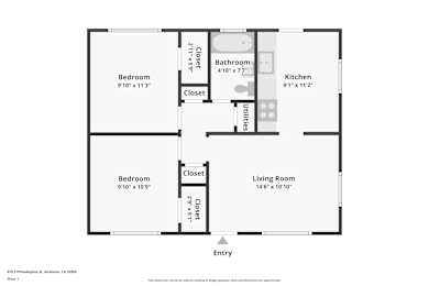 A black and white image of a floor plan for a one bedroom apartment.