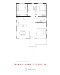 A floor plan of a 2 bedroom apartment.