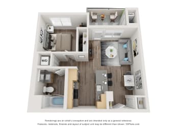 1 Bed 1 Bath Floor Plan at 1724 Highland, Los Angeles, 90028