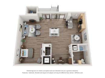 D2 Floor Plan at 1724 Highland, Los Angeles, CA, 90028