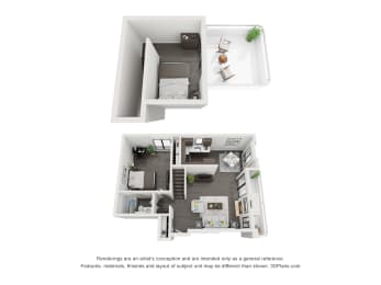  Floor Plan 1x1 + Loft