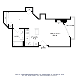 a floor plan of a house with a bedroom and a living room