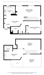 a floor plan of a house with two floors and a garage