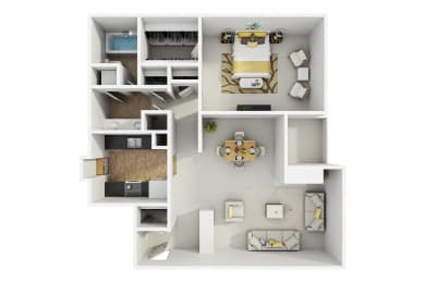 the bungalow floor plan with bedroom and living room