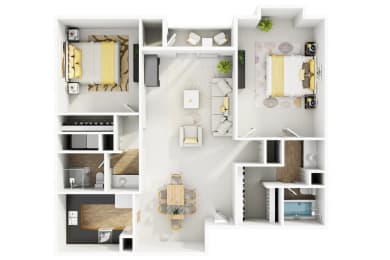 the settlement 404 floor plan  1 bedroom with 2 baths