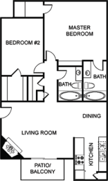 a floor plan of a home with a bedroom and a living room