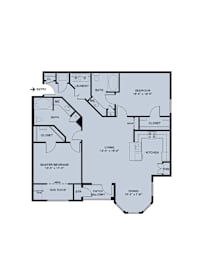 A floor plan of a house with a master bedroom and a living room.
