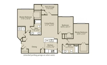 3 Bedroom/2 Bathroom Floor Plan
