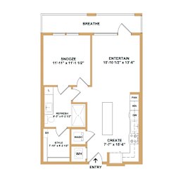 A floor plan of a house with a bedroom, bathroom, and living room.