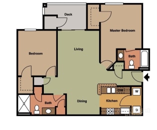 a floor plan of a residence with a bedroom and a living room
