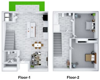 a floor plan of a house with a bedroom and a living room