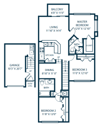 a floor plan of a two story house with an open floor plan with a bedroom