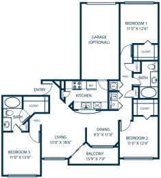 a floor plan of a house with a bedroom and a living room