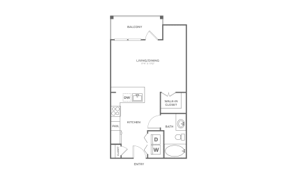 a floor plan of a 1 bedroom floor plan