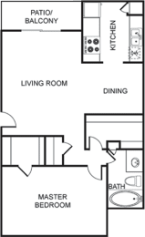 a floor plan of a house with a bedroom and a living room