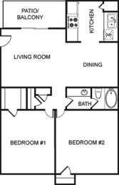 a floor plan of a house with a bedroom and a living room