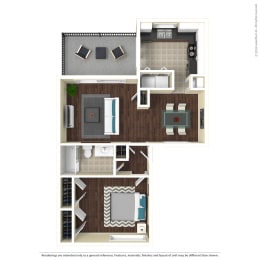a 1 bedroom floor plan with a bathroom and a balcony