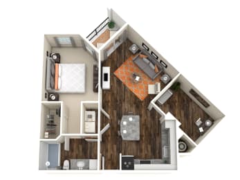 A1 Floorplan - one bed one bath