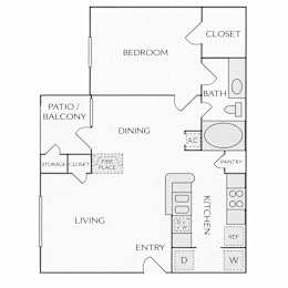 A black and white floor plan of a house with labeled rooms.