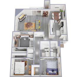 a floor plan of a 3 bedroom apartment