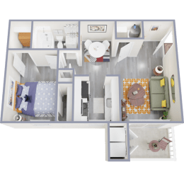 a floor plan of a 1 bedroom apartment