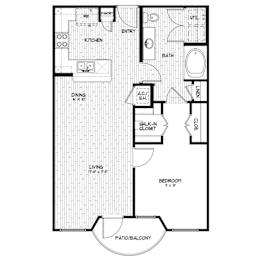 A black and white floor plan of a house with a living room, dining room, kitchen, bathroom, bedroom, and pantry.
