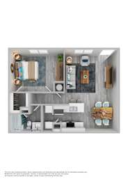 A top-down view of a room with furniture and decor.