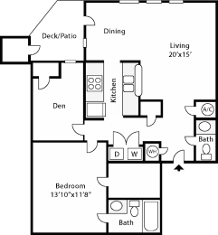 a floor plan of a house with a bedroom and a living room