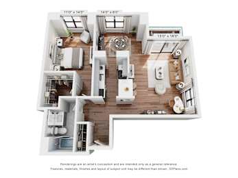 A 3D floor plan of a house with dimensions and a disclaimer at the bottom.