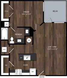 a 1 bedroom floor plan | the edison at frisco
