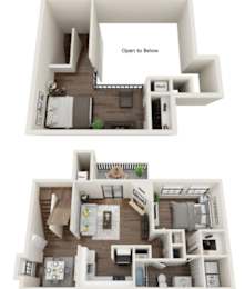 A diagram shows the layout of a two-story apartment.