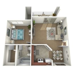a 2 bedroom floor plan with a bathroom and a living room