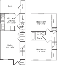 2 bedroom/ 1.50 townhome