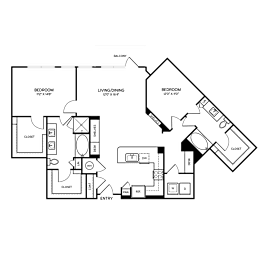 A black and white image of a house floor plan with a balcony.