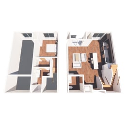 floor plans of the living room and dining room of a house