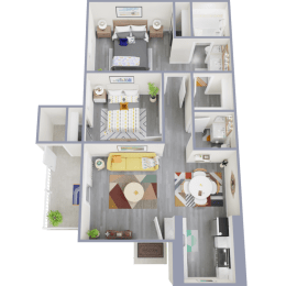 a drawing of our 1 bedroom apartment at princeton court apartments in dallas, tx
