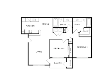 A black and white image of a floor plan for a house.