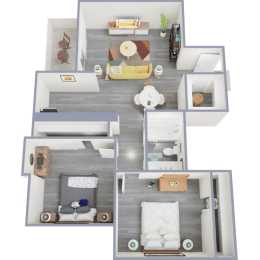 a 3d rendering of the clubhouse floor plan